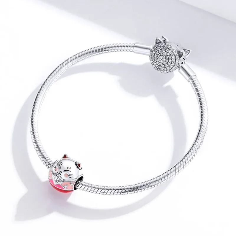 (image for) Pandora Style Silver Maneki Neko Charm - SCC1341 - View 3