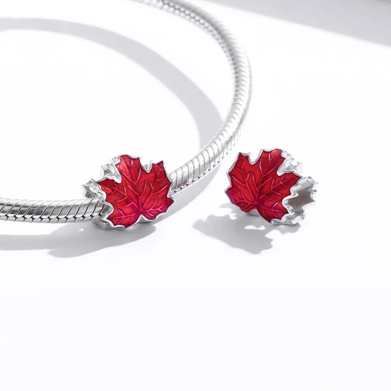 (image for) Pandora Style Silver Maple Leaf Charm - BSC335 - View 4