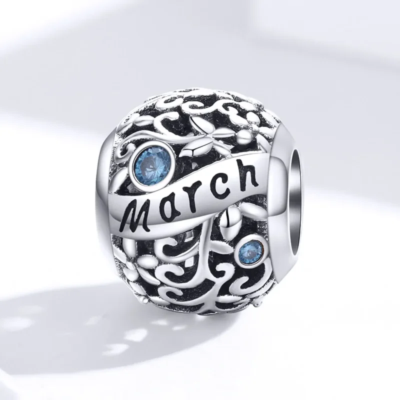 (image for) Pandora Style Silver March Birthstone Charm - SCC1385-3 - View 4