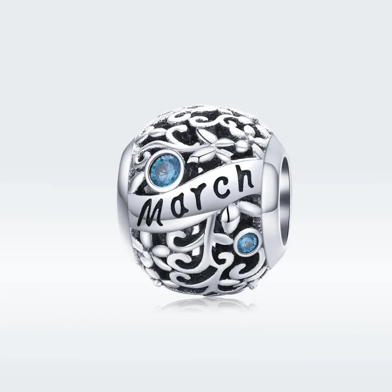 (image for) Pandora Style Silver March Birthstone Charm - SCC1385-3 - View 5