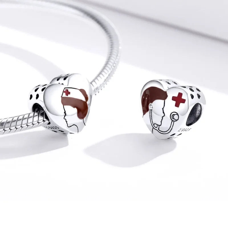 (image for) Pandora Style Silver Medical Angel In White Nurse Charm - SCC1547 - View 2