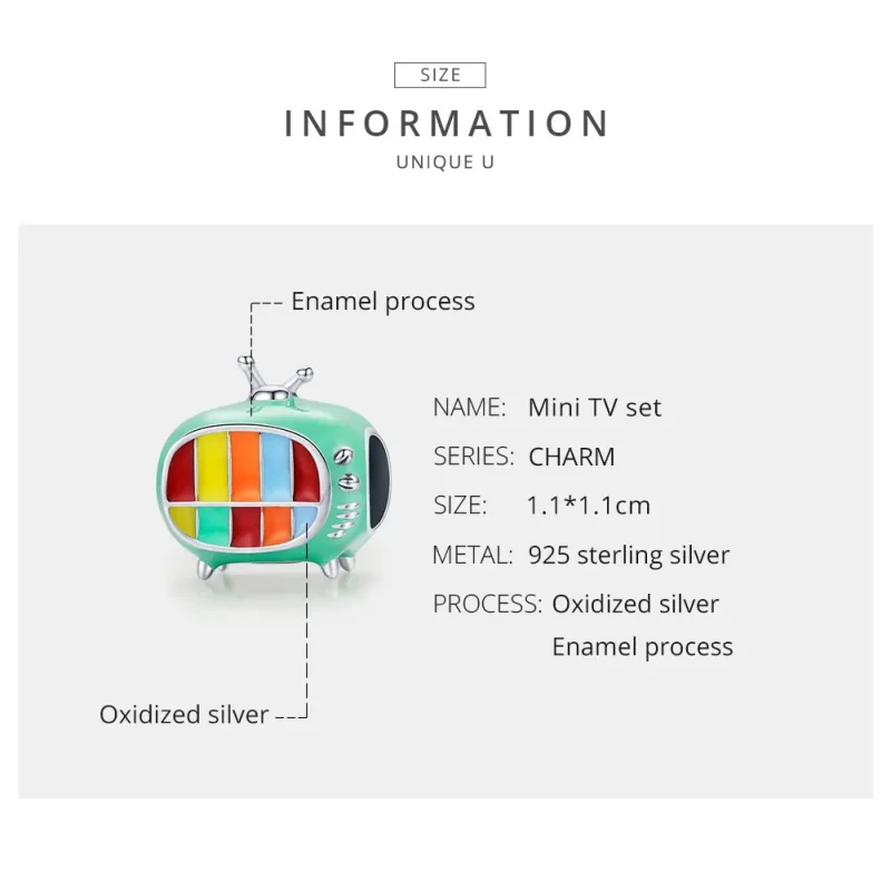 (image for) Pandora Style Silver Mini Color Tv Charm - SCC1861 - View 7