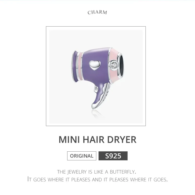 (image for) Pandora Style Silver Mini Hair Dryer Charm - SCC1865 - View 6