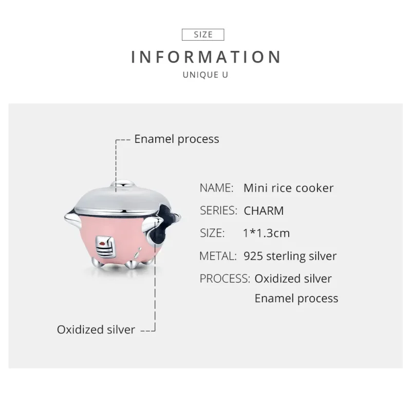 (image for) Pandora Style Silver Mini Rice Cooker Charm - SCC1862 - View 7