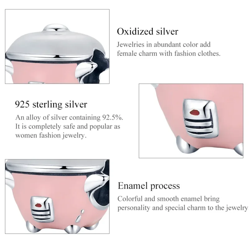 (image for) Pandora Style Silver Mini Rice Cooker Charm - SCC1862 - View 8