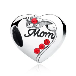(image for) Pandora Style Silver Mom Heart Charm - SCC004