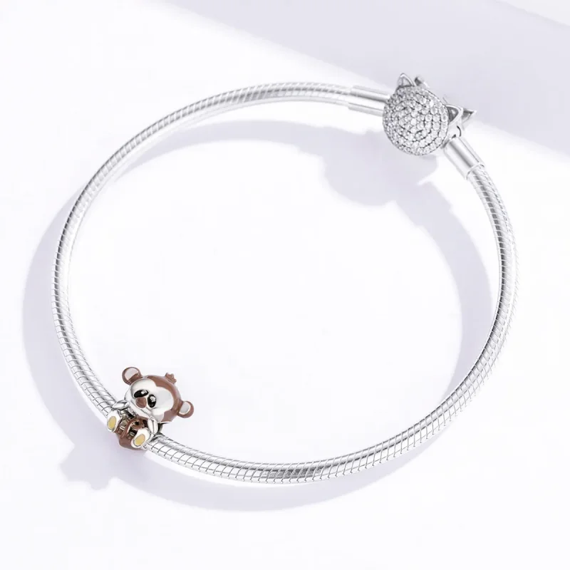 (image for) Pandora Style Silver Monkey Charm - BSC125 - View 3