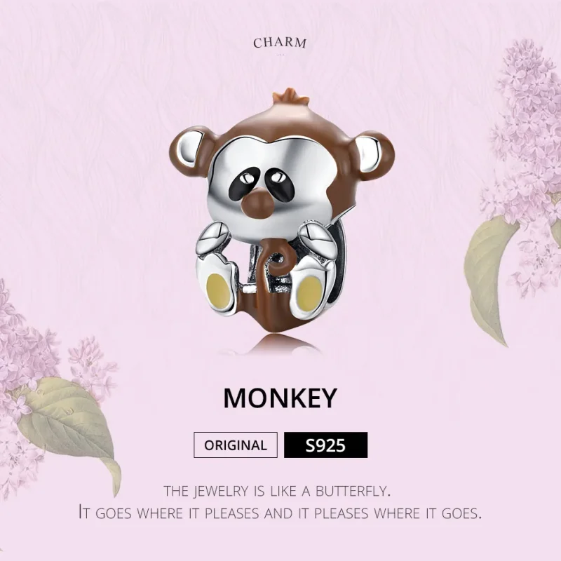 (image for) Pandora Style Silver Monkey Charm - BSC125 - View 5