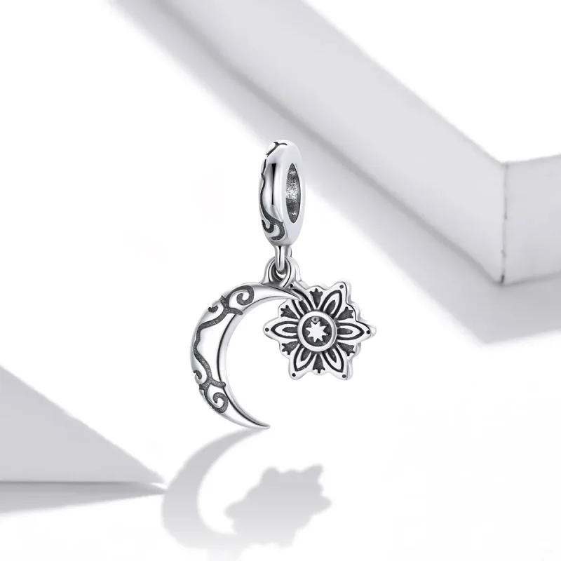 (image for) Pandora Style Silver Moon Lotus Charm - SCC1826 - View 2