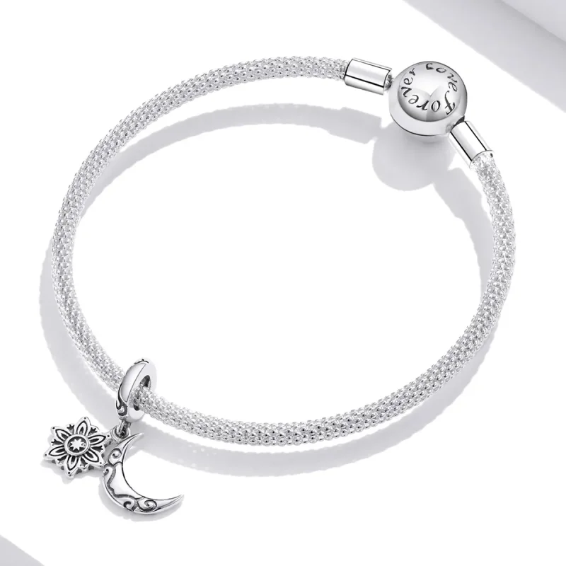 (image for) Pandora Style Silver Moon Lotus Charm - SCC1826 - View 3