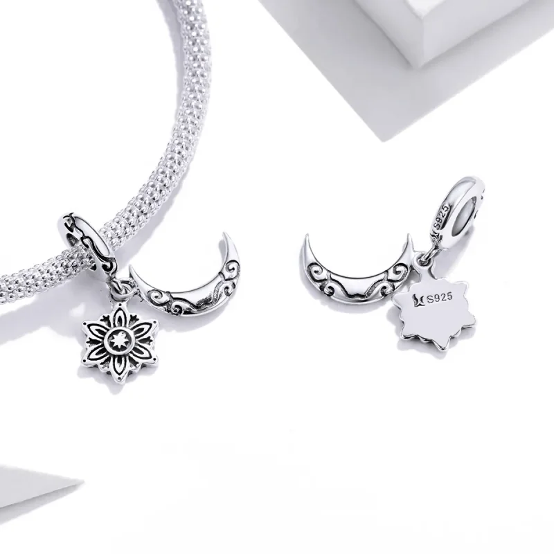 (image for) Pandora Style Silver Moon Lotus Charm - SCC1826 - View 4