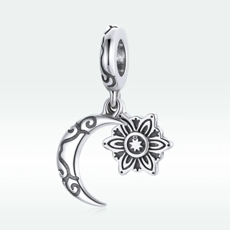 (image for) Pandora Style Silver Moon Lotus Charm - SCC1826 - View 5