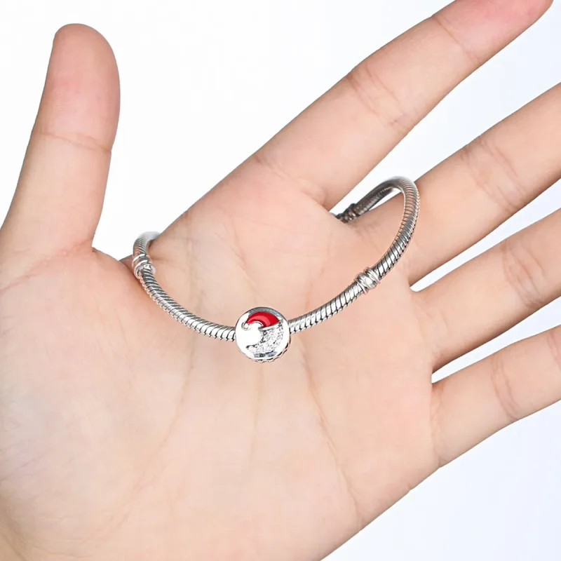 (image for) Pandora Style Silver Moon with Christmas Hat Charm - SCC067 - View 5