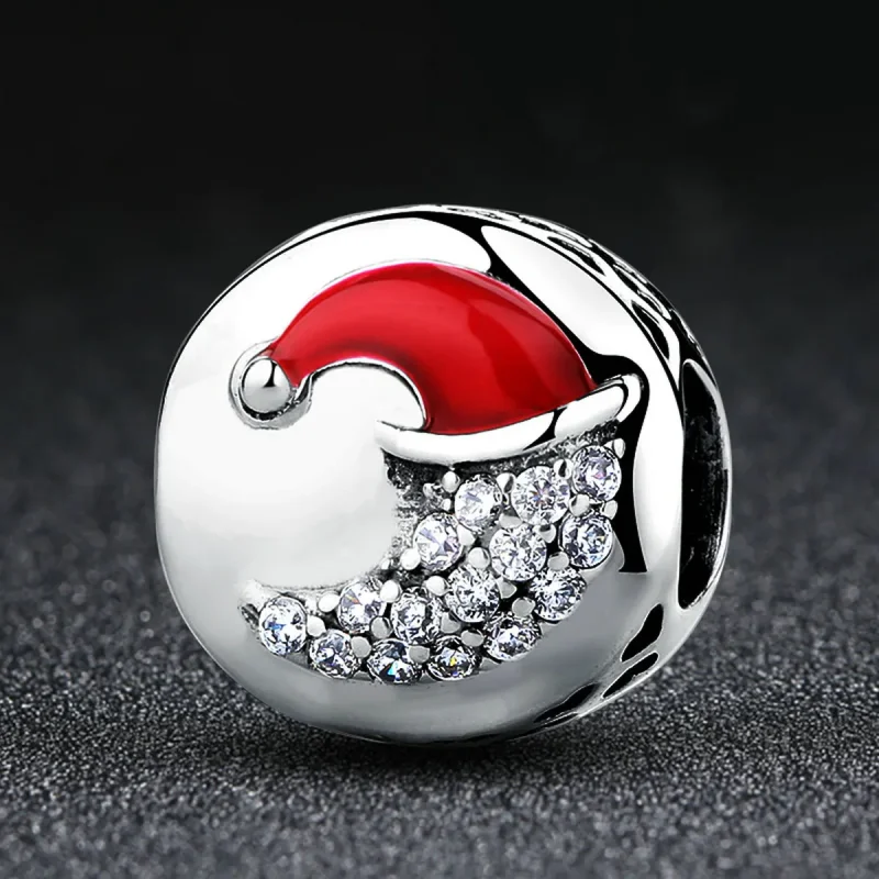 (image for) Pandora Style Silver Moon with Christmas Hat Charm - SCC067 - View 6