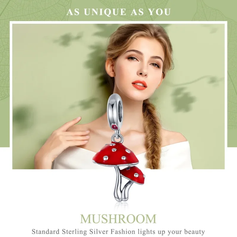 (image for) Pandora Style Silver Mushroom Dangle - SCC1060 - View 2