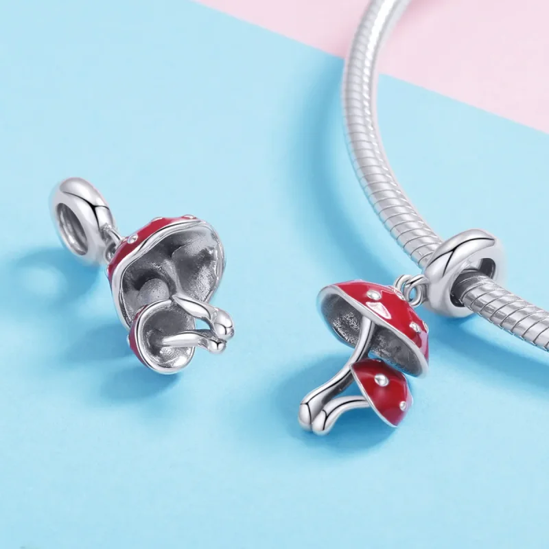 (image for) Pandora Style Silver Mushroom Dangle - SCC1060 - View 4