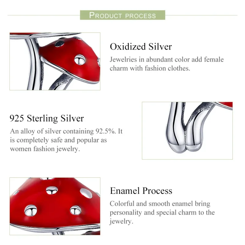 (image for) Pandora Style Silver Mushroom Dangle - SCC1060 - View 6