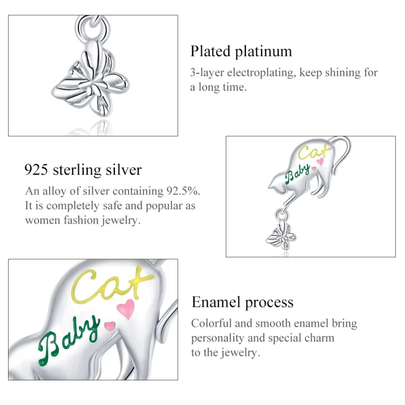 (image for) Pandora Style Silver Naughty Cat Charm - SCC1678 - View 7