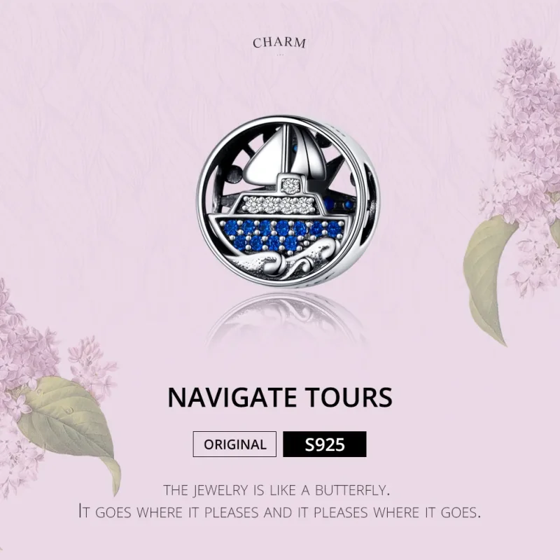 (image for) Pandora Style Silver Nautical Travel Charm - SCC1197 - View 2