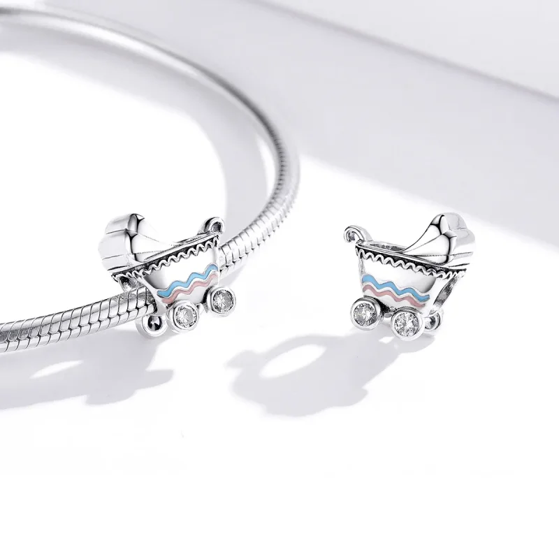 (image for) Pandora Style Silver Newborn Baby Carriage Charm - SCC1539 - View 2