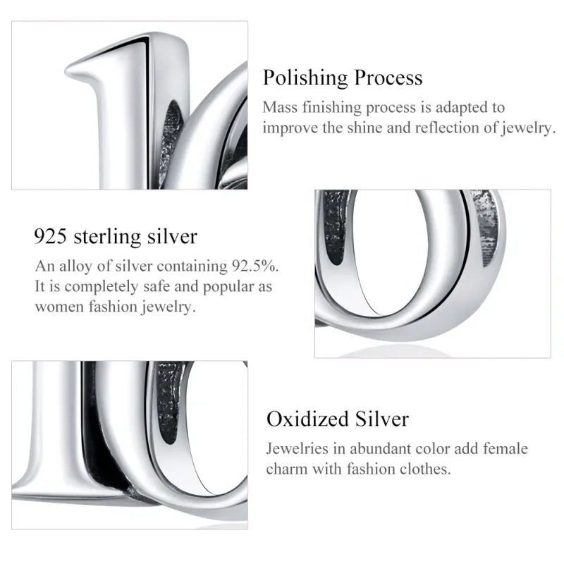 (image for) Pandora Style Silver Number 16 Charm - SCC1624 - View 7