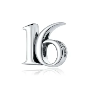 (image for) Pandora Style Silver Number 16 Charm - SCC1624