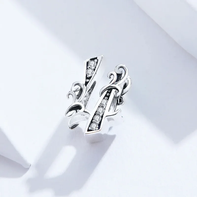 (image for) Pandora Style Silver Number 4 Charm - SCC1418-4 - View 2