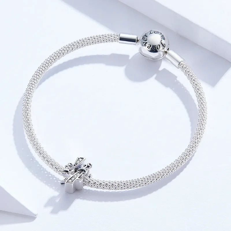 (image for) Pandora Style Silver Number 4 Charm - SCC1418-4 - View 3