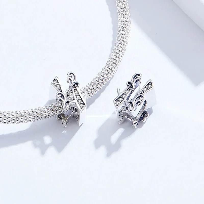 (image for) Pandora Style Silver Number 4 Charm - SCC1418-4 - View 4