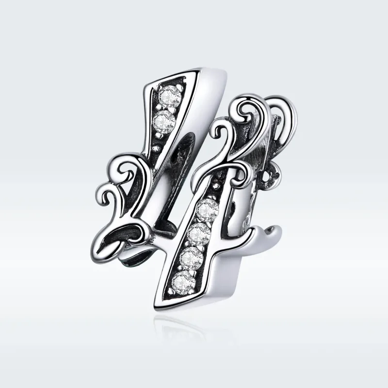 (image for) Pandora Style Silver Number 4 Charm - SCC1418-4 - View 5