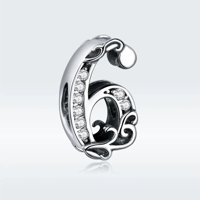 (image for) Pandora Style Silver Number 6 Charm - SCC1418-6 - View 5
