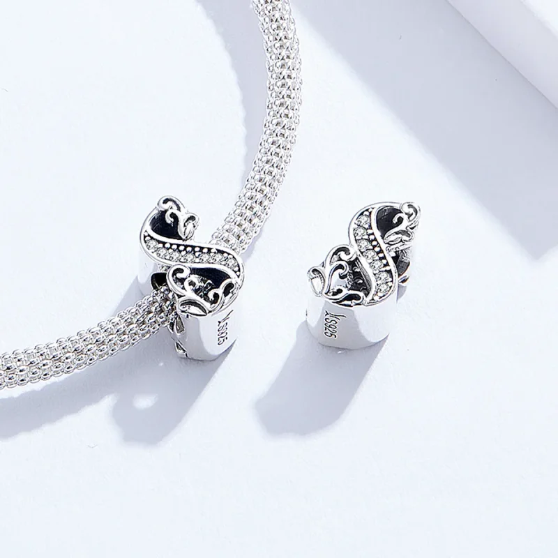 (image for) Pandora Style Silver Number 8 Charm - SCC1418-8 - View 4