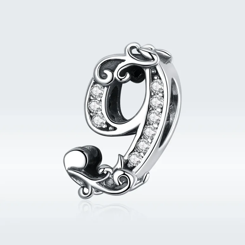 (image for) Pandora Style Silver Number 9 Charm - SCC1418-9 - View 5