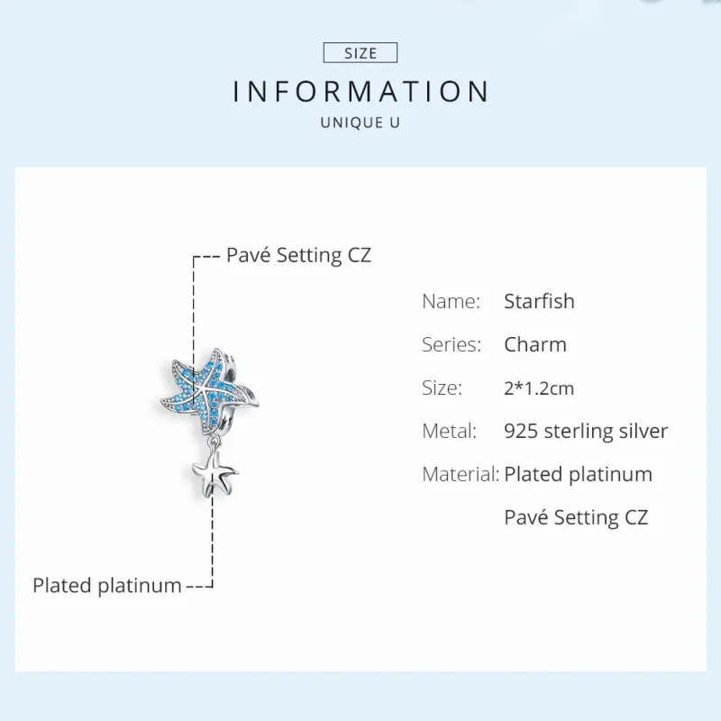 (image for) Pandora Style Silver Oceanic Starfish Charm - BSC252 - View 6