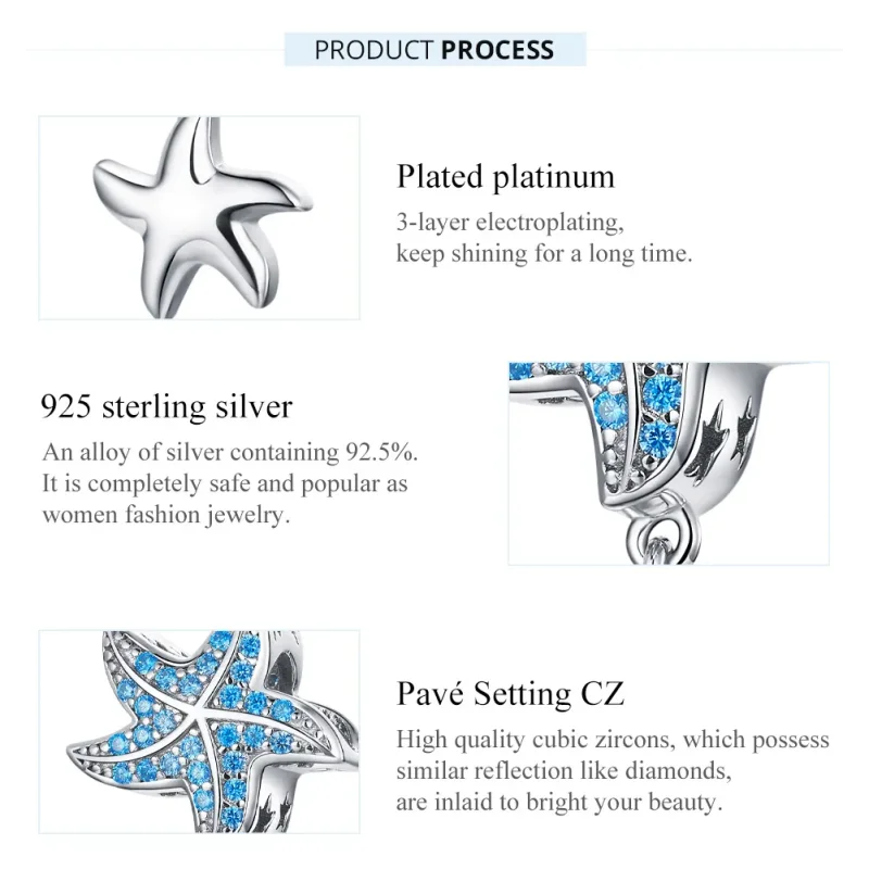 (image for) Pandora Style Silver Oceanic Starfish Charm - BSC252 - View 7