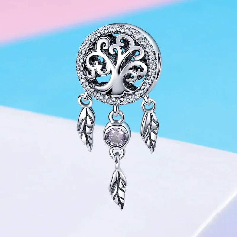(image for) Pandora Style Silver Openwork Dreamcatcher Charm - SCC723 - View 4