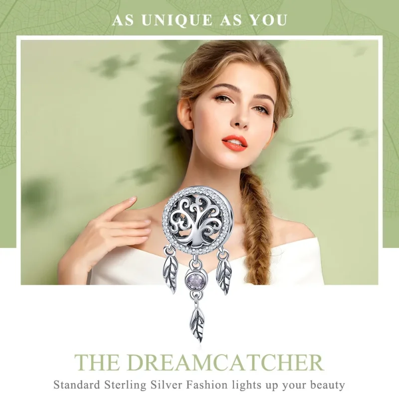 (image for) Pandora Style Silver Openwork Dreamcatcher Charm - SCC723 - View 6