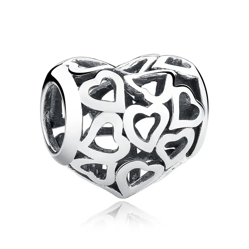 (image for) Pandora Style Silver Openwork Hearts Charm - SCC024