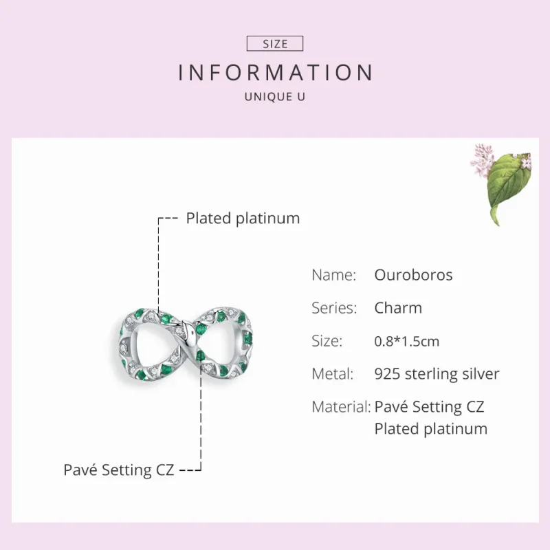 (image for) Pandora Style Silver Ouroboros Charm - BSC186 - View 7