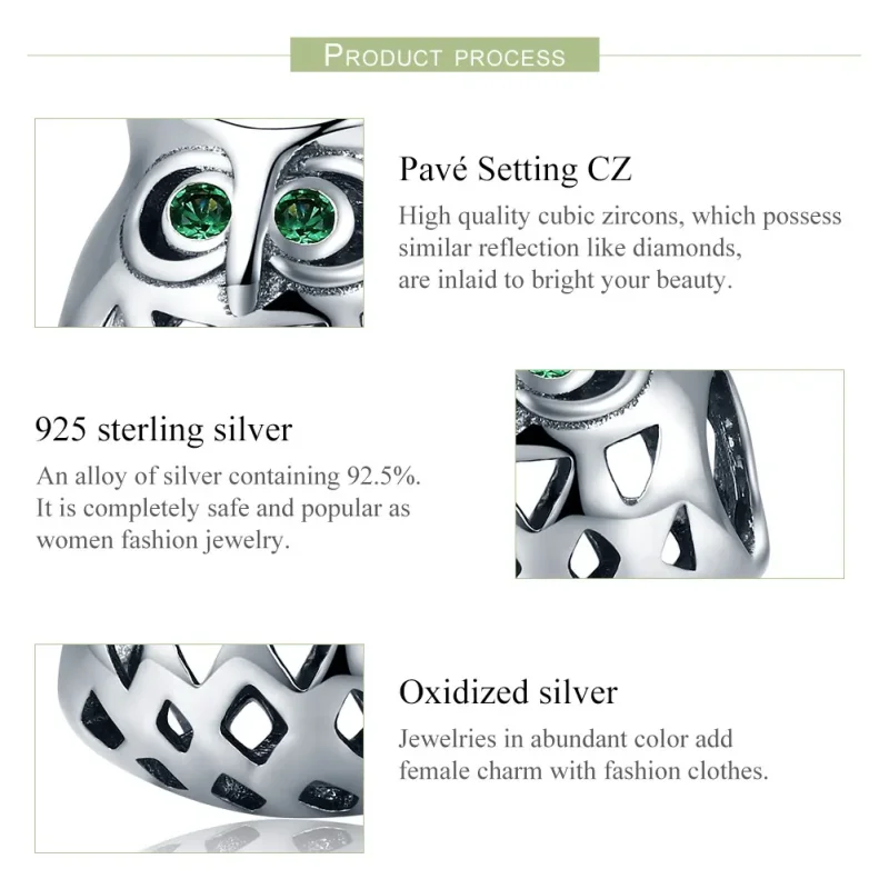 (image for) Pandora Style Silver Owl Charm - SCC424 - View 6