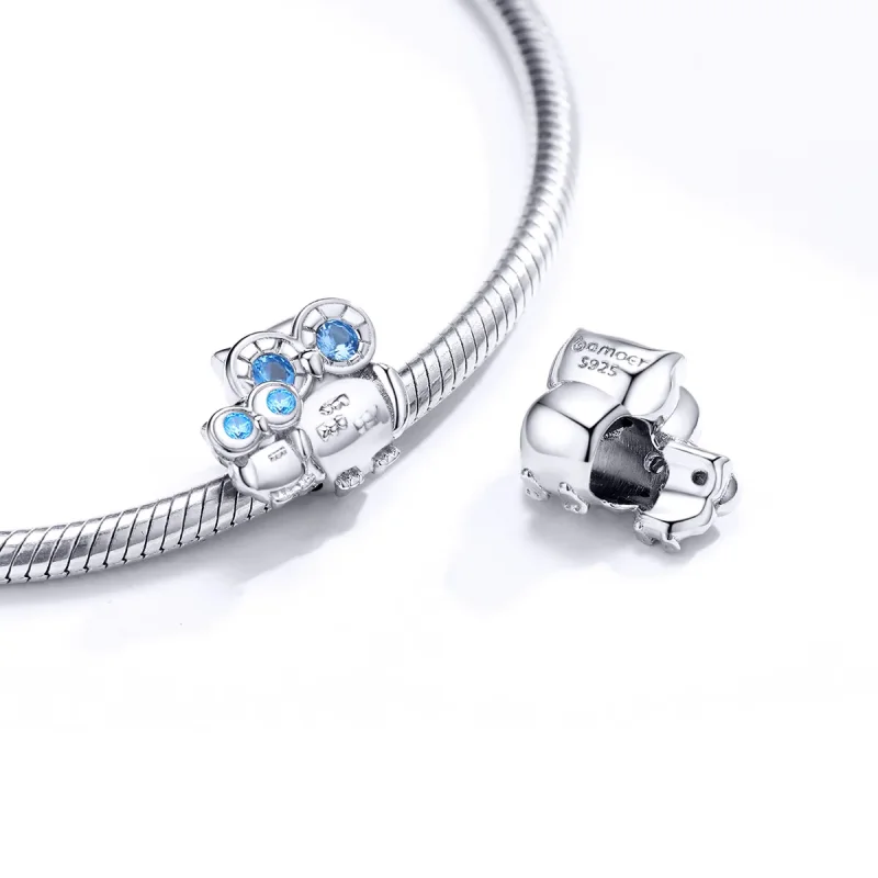 (image for) Pandora Style Silver Owl mother and child Charm - BSC238 - View 4