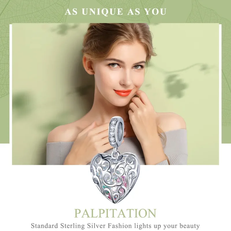 (image for) Pandora Style Silver Palpitation Dangle Charm - SCC1126 - View 2