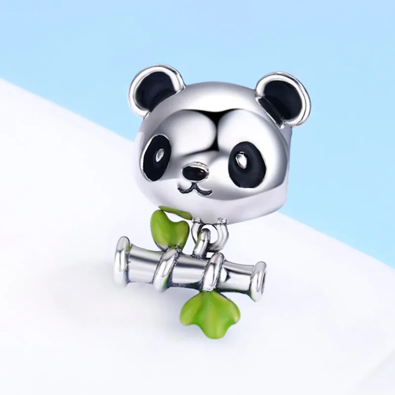(image for) Pandora Style Silver Panda Loves to Eat Bamboo Charm - SCC325 - View 4