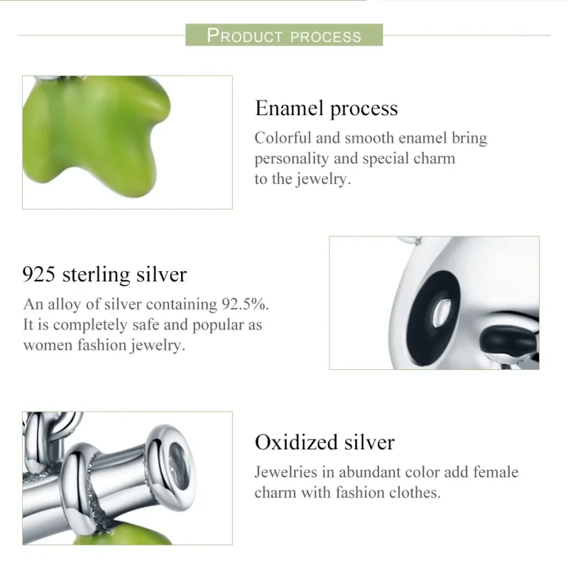 (image for) Pandora Style Silver Panda Loves to Eat Bamboo Charm - SCC325 - View 7