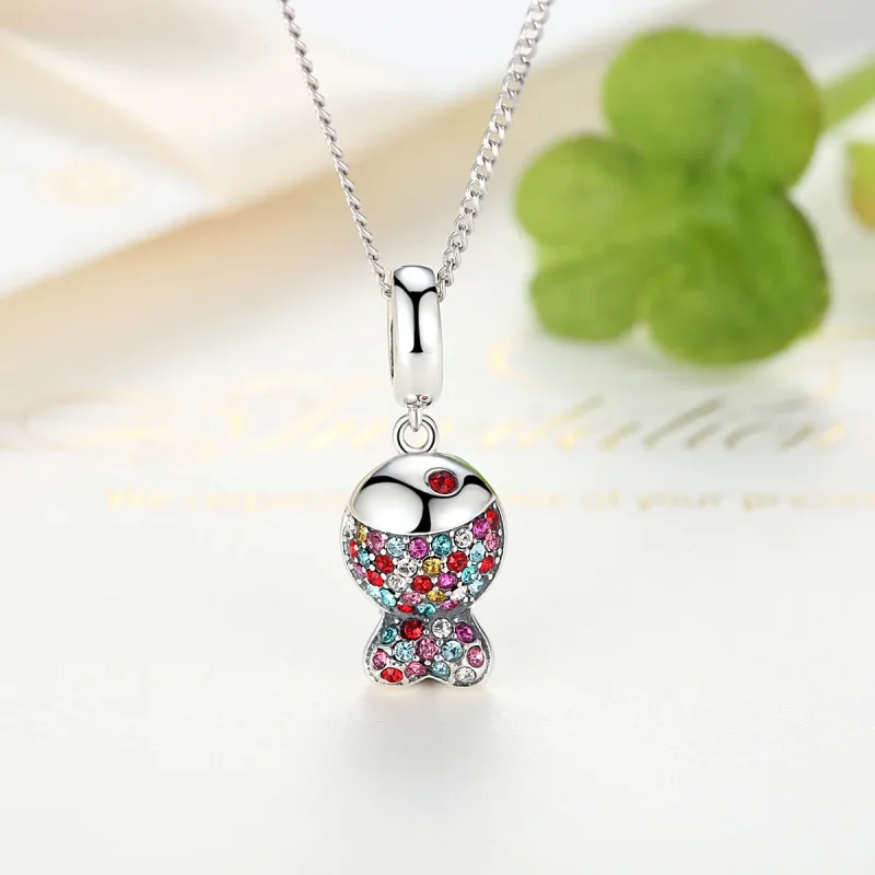 (image for) Pandora Style Silver Pavé Fish Dangle - SCC034 - View 4