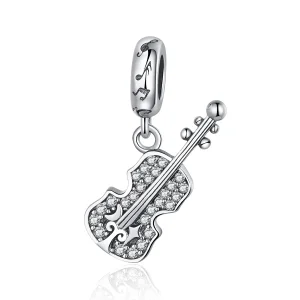 (image for) Pandora Style Silver Pavé Violin Dangle - SCC1078