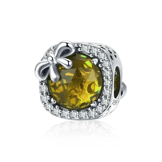 (image for) Pandora Style Silver Pavé Yellow Bow Charm - SCC1058-Ye