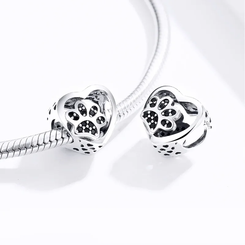 (image for) Pandora Style Silver Paw Mark of Pets Charm - SCC1191-Bk - View 3