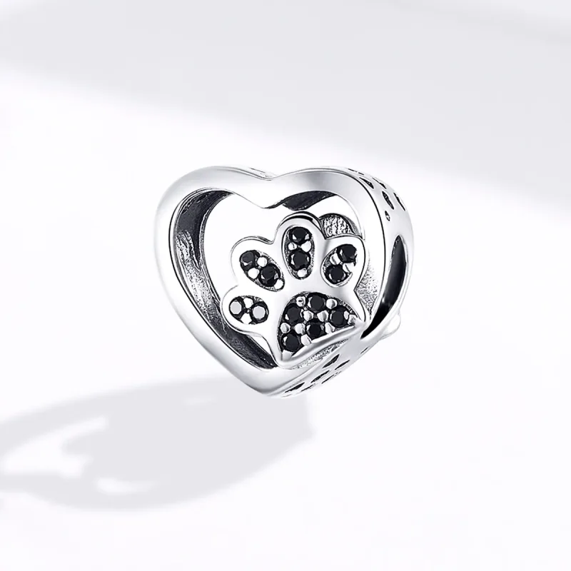 (image for) Pandora Style Silver Paw Mark of Pets Charm - SCC1191-Bk - View 4