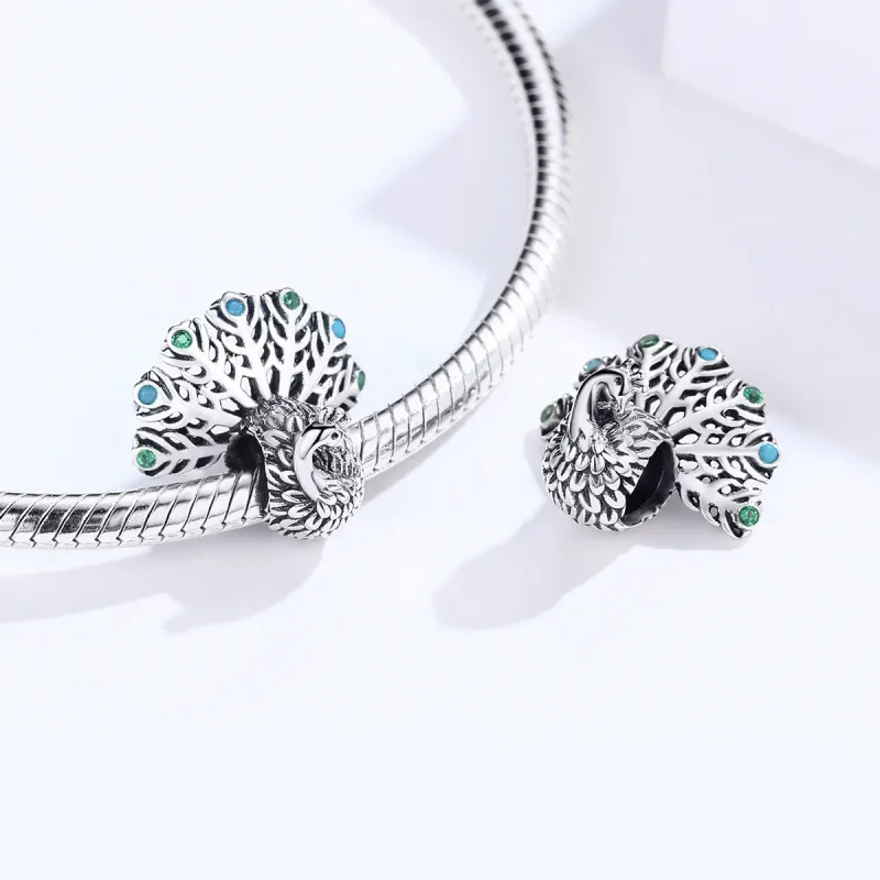 (image for) Pandora Style Silver Peacock Charm - SCC1260 - View 4